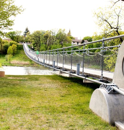 Looking along the edge of the Souris Swinging Bridge